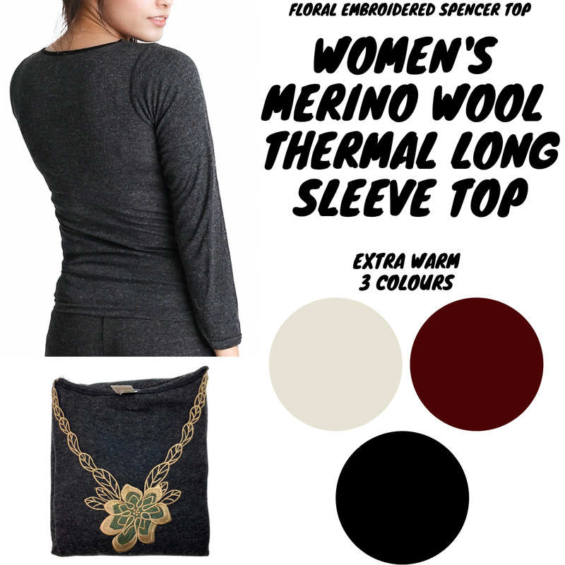 Load image into Gallery viewer, Ladies Merino Wool Blend Long Sleeve Thermal Spencer Top Thermals Underwear-1
