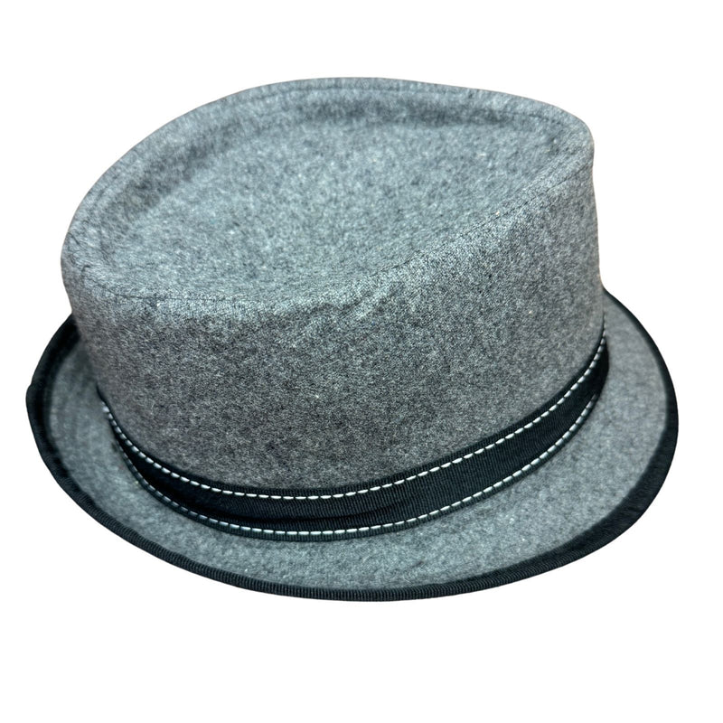 Load image into Gallery viewer, Blake Charcoal Herringbone Pork Pie Trilby Hat with Stingy Brim Grey S/M-4
