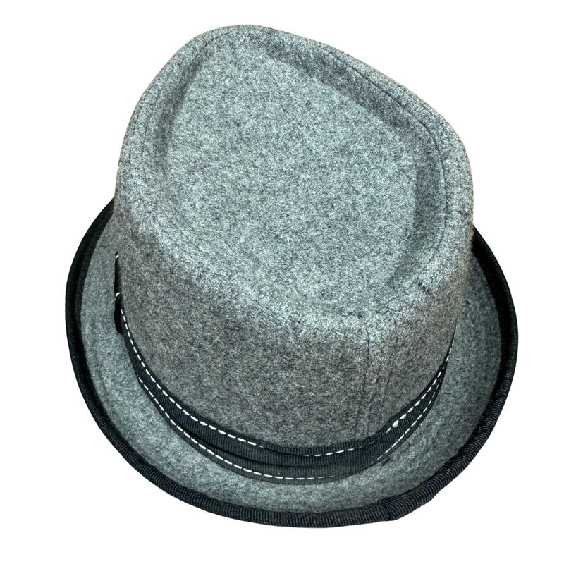 Load image into Gallery viewer, Blake Charcoal Herringbone Pork Pie Trilby Hat with Stingy Brim Grey S/M-3
