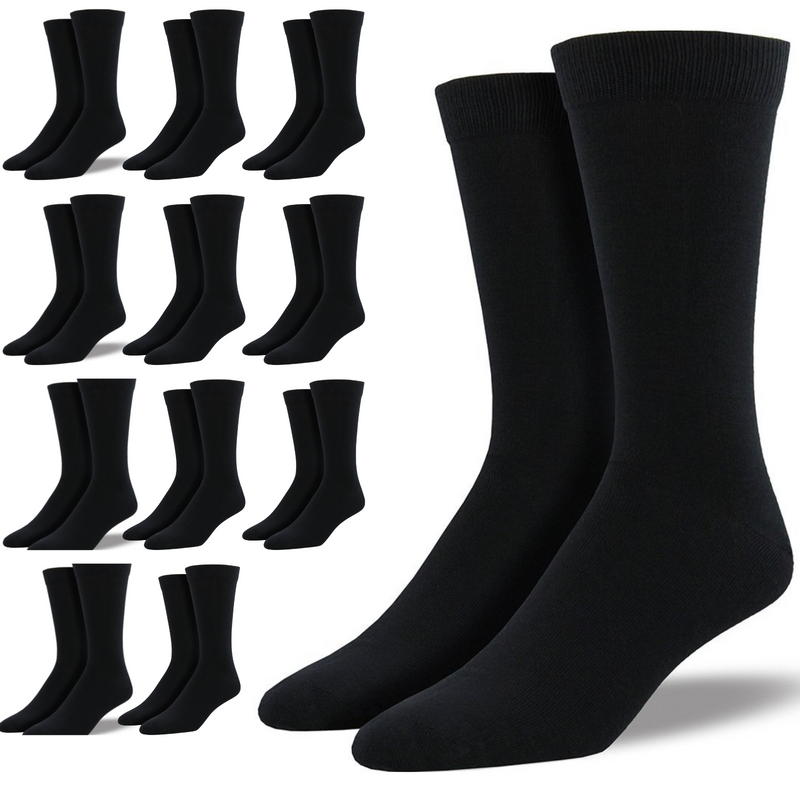 Load image into Gallery viewer, 12 Pairs Bamboo Derived Loose Top Socks Diabetic Comfort Circulation - Black-0
