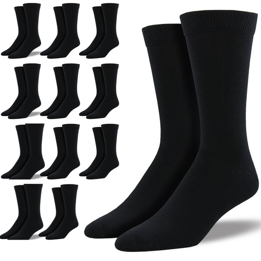 12 Pairs Bamboo Derived Loose Top Socks Diabetic Comfort Circulation - Black-0