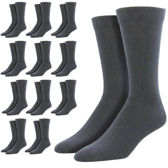 12 Pairs Bamboo Derived Loose Top Socks Diabetic Comfort Circulation - Grey-0