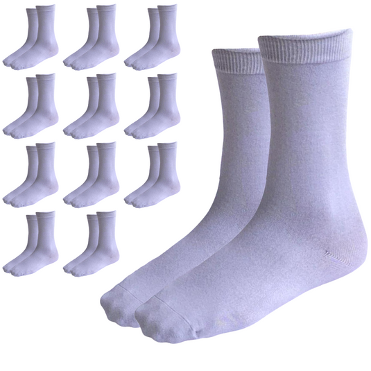 12 Pairs Bamboo Derived Loose Top Socks Diabetic Comfort Circulation - White-4