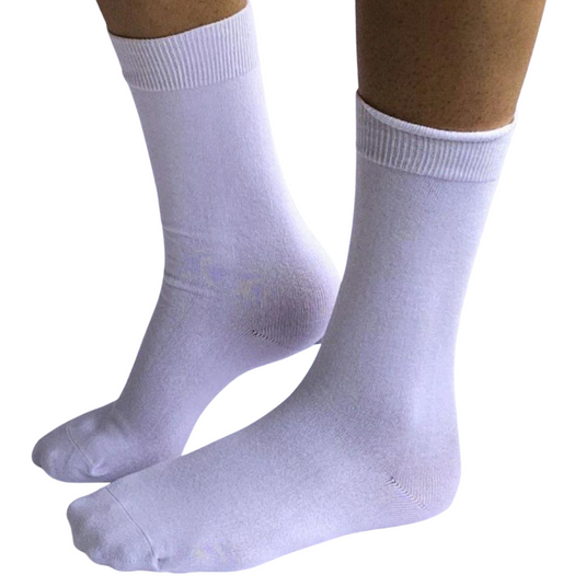 1 Pair Bamboo Derived Loose Top Socks Diabetic Style Comfort Circulation - White-4