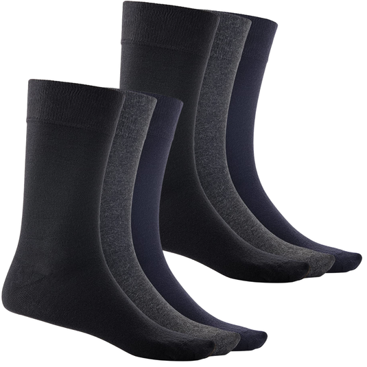 6 Pairs Bamboo Derived Loose Top Socks Diabetic Comfort Circulation - Assorted-3