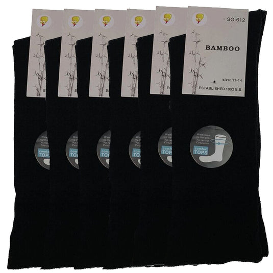6 Pairs Bamboo Derived Loose Top Socks Diabetic Comfort Circulation - Black-4