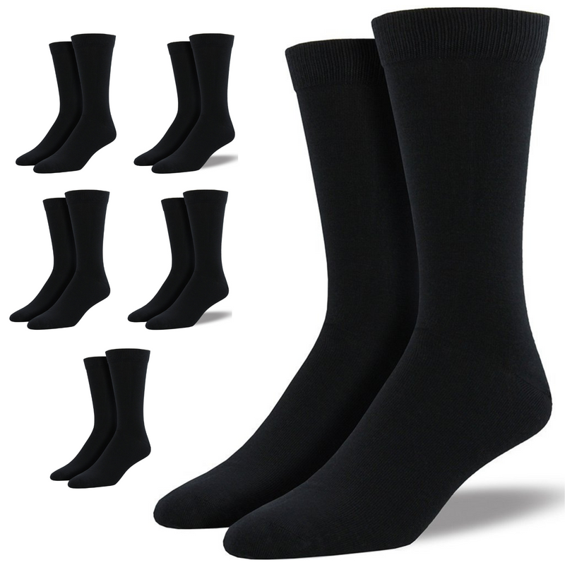 Load image into Gallery viewer, 6 Pairs Bamboo Derived Loose Top Socks Diabetic Comfort Circulation - Black-0
