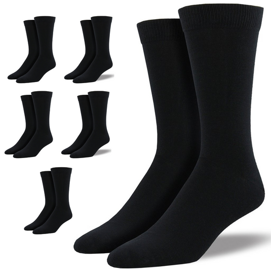 6 Pairs Bamboo Derived Loose Top Socks Diabetic Comfort Circulation - Black-1