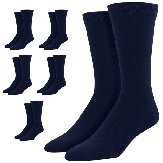 6 Pairs Bamboo Derived Loose Top Socks Diabetic Comfort Circulation - Navy-0