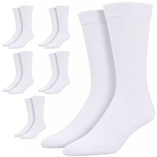 6 Pairs Bamboo Derived Loose Top Socks Diabetic Comfort Circulation - White-0