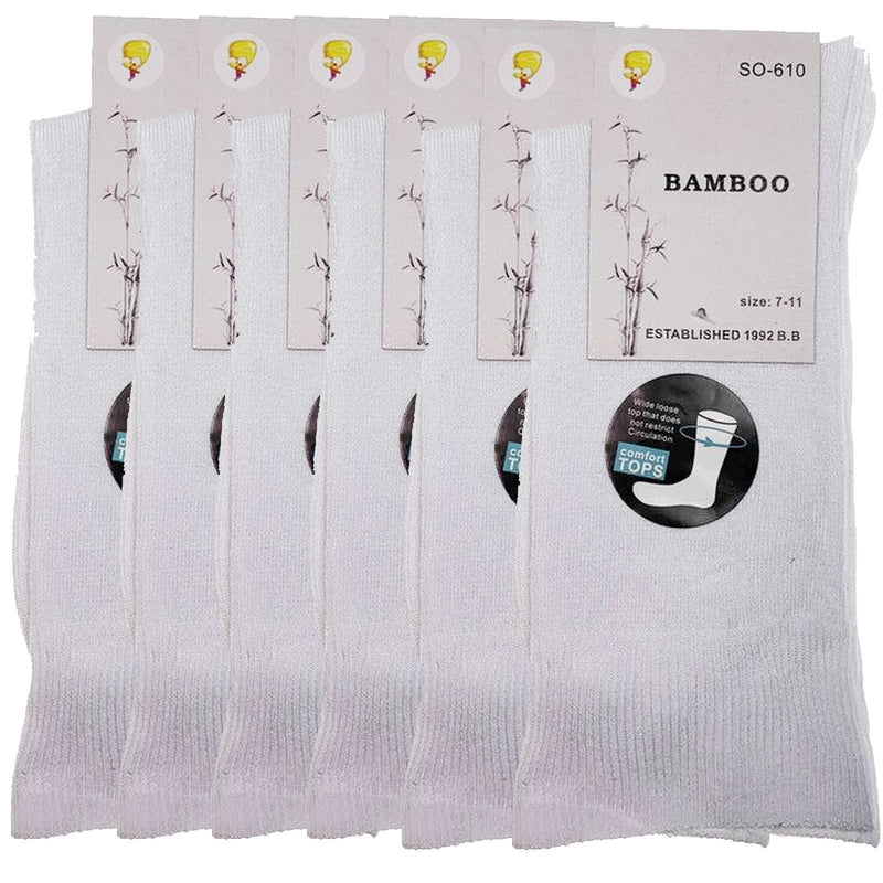 Load image into Gallery viewer, 6 Pairs Bamboo Derived Loose Top Socks Diabetic Comfort Circulation - White-4
