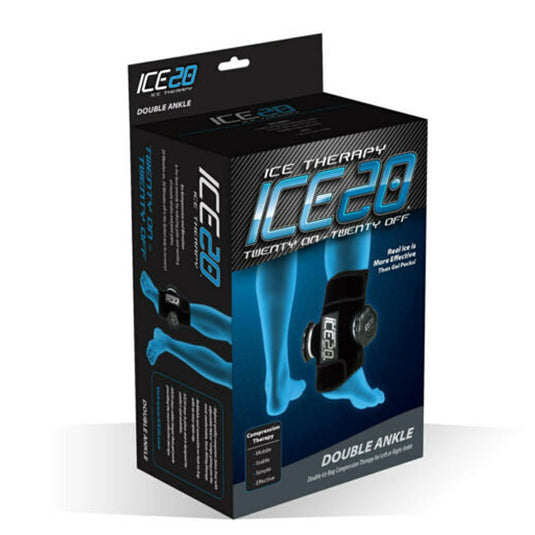 ICE 20 Double Ankle Strap Compression Therapy Wrap Cold Pain Relief w Bag-4