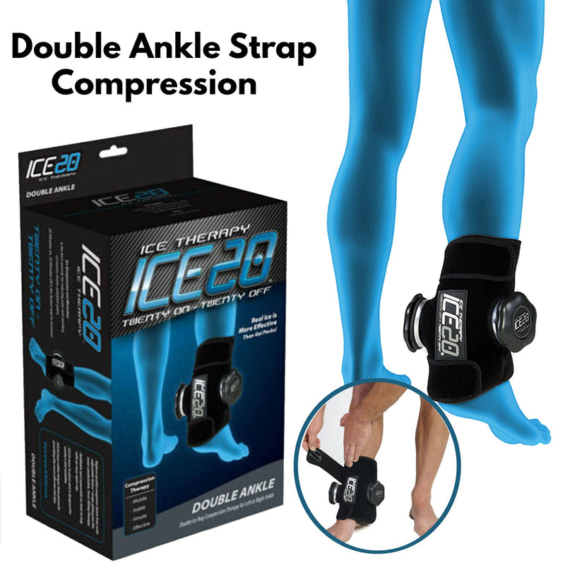 Load image into Gallery viewer, ICE 20 Double Ankle Strap Compression Therapy Wrap Cold Pain Relief w Bag-3

