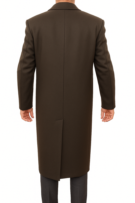 Bossini Lapel Trench Coat Jacket Winter Overcoat w/ Cashmere - Brown-3