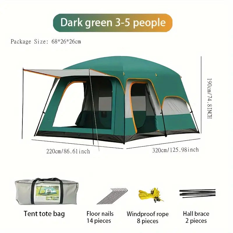 Load image into Gallery viewer, Tasman 3-5 Person Tent Camping Hiking Festival Pop Up Sleeping - Green-2
