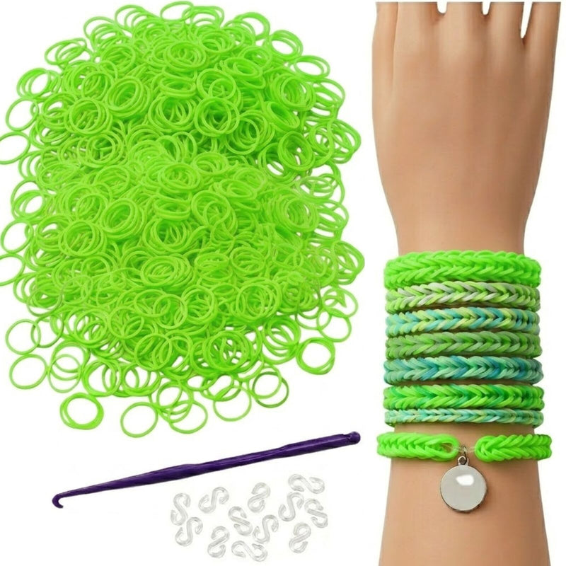 Load image into Gallery viewer, 1200pcs Loom Bands Refill Kit Rubber DIY Bracelet Making Set - Plain Green-1
