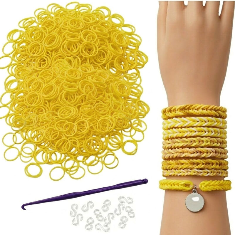 Load image into Gallery viewer, 1200pcs Loom Bands Refill Kit Rubber DIY Bracelet Making Set - Plain Yellow-1

