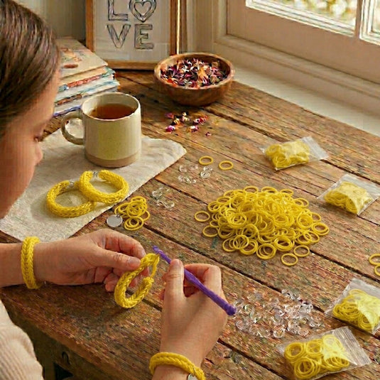 1200pcs Loom Bands Refill Kit Rubber DIY Bracelet Making Set - Plain Yellow-2