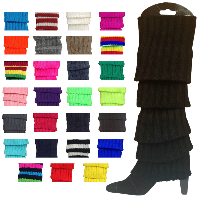 Load image into Gallery viewer, 12x LEG WARMERS Knitted Womens Costume Neon Dance Party Knit 80s BULK - Assorted Pack-1
