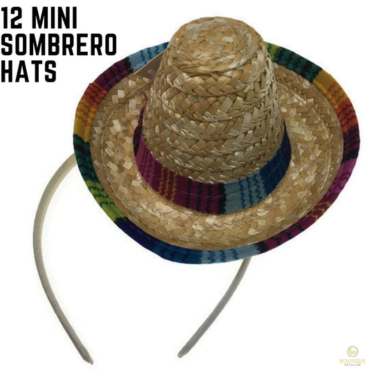 12x MINI SOMBRERO HATS on Headband Mexican Spanish Fiesta Party Costume BULK-4