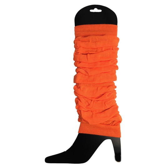 12 LEG WARMERS Knitted Womens Neon Party Knit Ankle Fluro Dance Costume 80s BULK - Fluro Orange-2