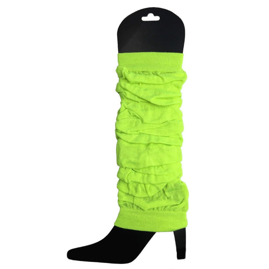 12 LEG WARMERS Knitted Womens Neon Party Knit Ankle Fluro Dance Costume 80s BULK - Fluro Yellow-2