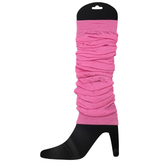 12 LEG WARMERS Knitted Womens Neon Party Knit Ankle Fluro Dance Costume 80s BULK - Light Pink-2