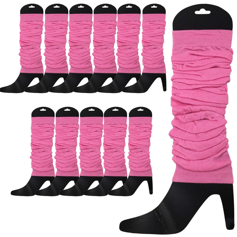 Load image into Gallery viewer, 12 LEG WARMERS Knitted Womens Neon Party Knit Ankle Fluro Dance Costume 80s BULK - Light Pink-1
