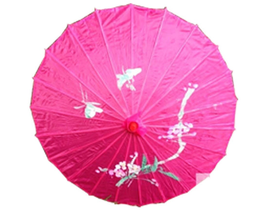 12x PARASOL UMBRELLA Chinese Japanese Bamboo Flower Pattern 80cm Large BULK - Hot Pink-3