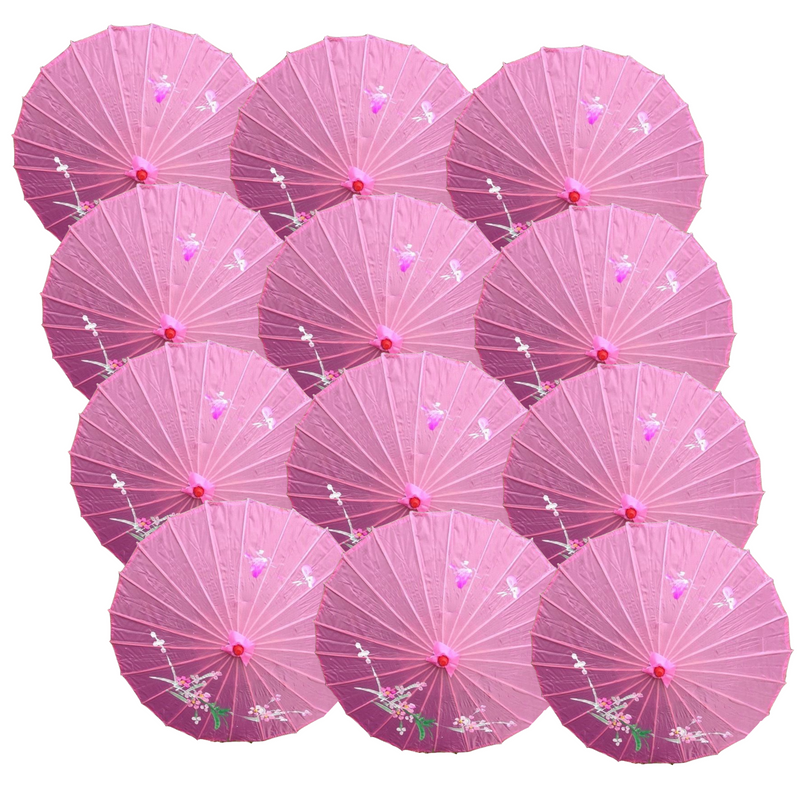 Load image into Gallery viewer, 12x PARASOL UMBRELLA Chinese Japanese Bamboo Flower Pattern 80cm Large BULK-10
