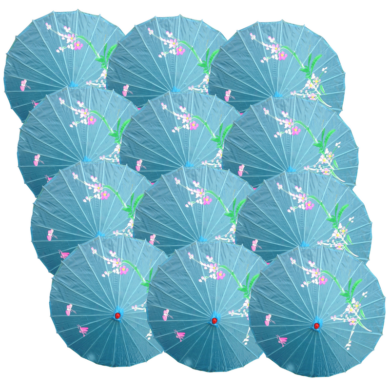 Load image into Gallery viewer, 12x PARASOL UMBRELLA Chinese Japanese Bamboo Flower Pattern 80cm Large BULK-13
