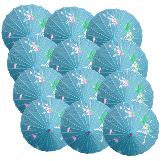 12x PARASOL UMBRELLA Chinese Japanese Bamboo Flower Pattern 80cm Large BULK-13
