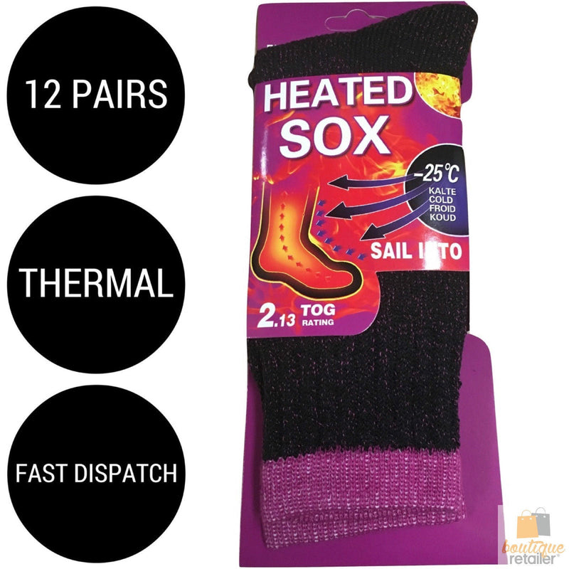 Load image into Gallery viewer, 12 Pairs Womens THERMAL HEATED SOCKS Warm Winter Comfort Work Sox Ski BULK-1
