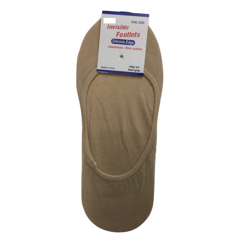Load image into Gallery viewer, 1x NO SHOW COTTON SOCKS Non Slip Heel Grip Low Cut Invisible Footlet Seamless - Beige-0

