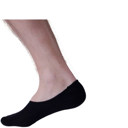 1x NO SHOW COTTON SOCKS Non Slip Heel Grip Low Cut Invisible Footlet Seamless - Black-0