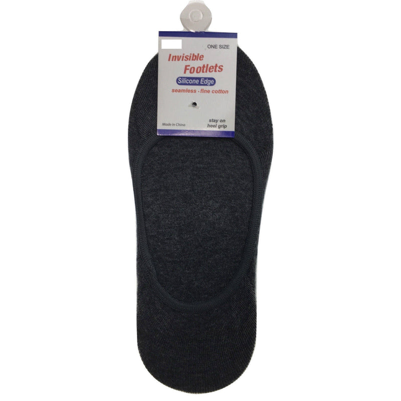 Load image into Gallery viewer, 1x NO SHOW COTTON SOCKS Non Slip Heel Grip Low Cut Invisible Footlet Seamless - Charcoal-1
