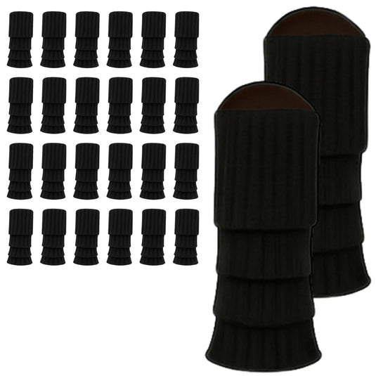 24x Womens Leg Warmers Disco Winter Knit Dance Party Crochet Legging Socks Costume - Black-0