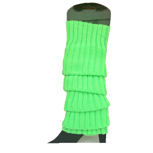 24x Womens Leg Warmers Disco Winter Knit Dance Party Crochet Legging Socks Costume - Fluro Green-0