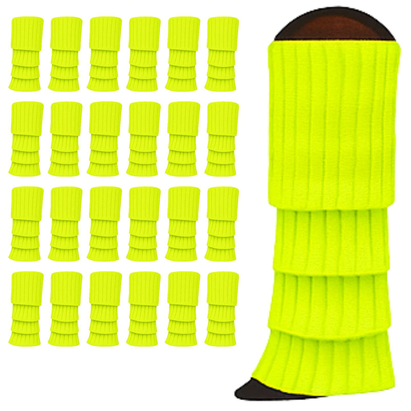 Load image into Gallery viewer, 24x Womens Leg Warmers Disco Winter Knit Dance Party Crochet Legging Socks Costume - Fluro Yellow-2
