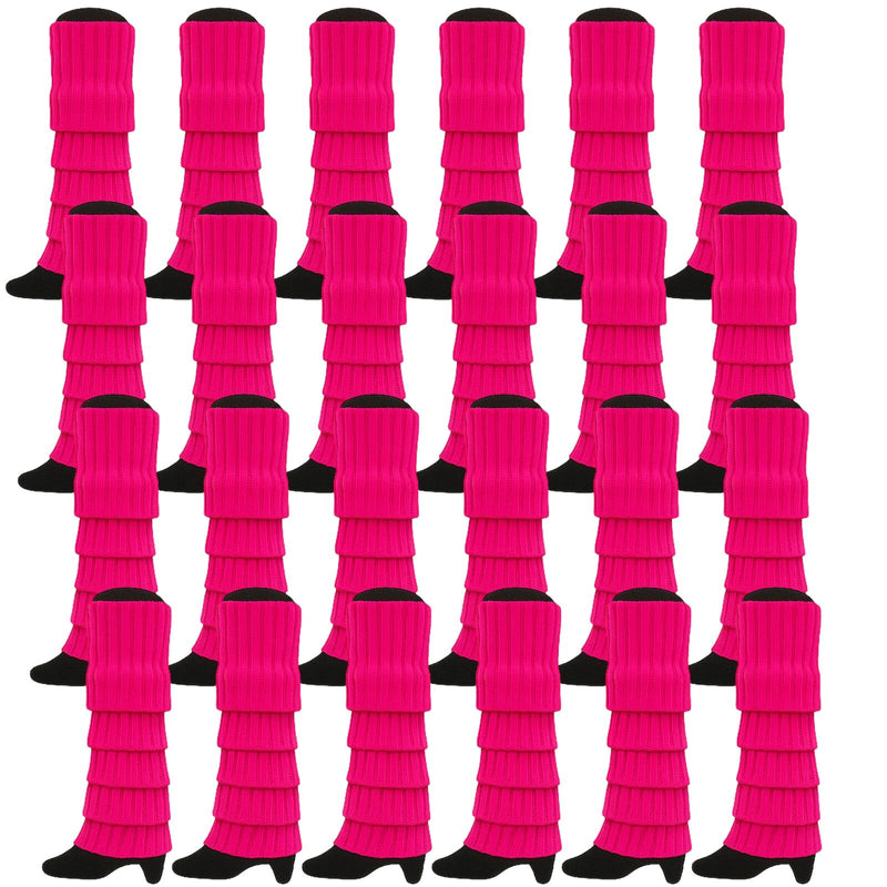 Load image into Gallery viewer, 24x Womens Leg Warmers Disco Winter Knit Dance Party Crochet Legging Socks Costume - Hot Pink-1
