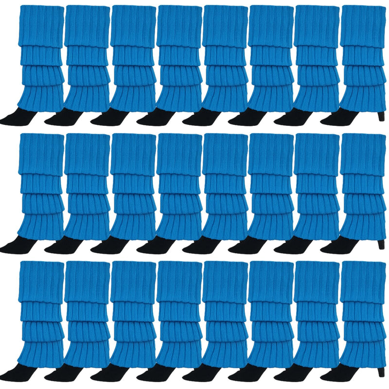 Load image into Gallery viewer, 24x Womens Leg Warmers Disco Winter Knit Dance Party Crochet Legging Socks Costume - Topaz Blue-2
