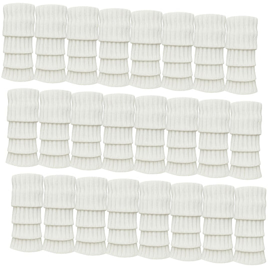24x Womens Leg Warmers Disco Winter Knit Dance Party Crochet Legging Socks Costume - White-3