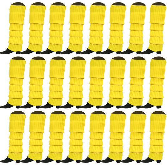 24x Womens Leg Warmers Disco Winter Knit Dance Party Crochet Legging Socks Costume - Yellow-2