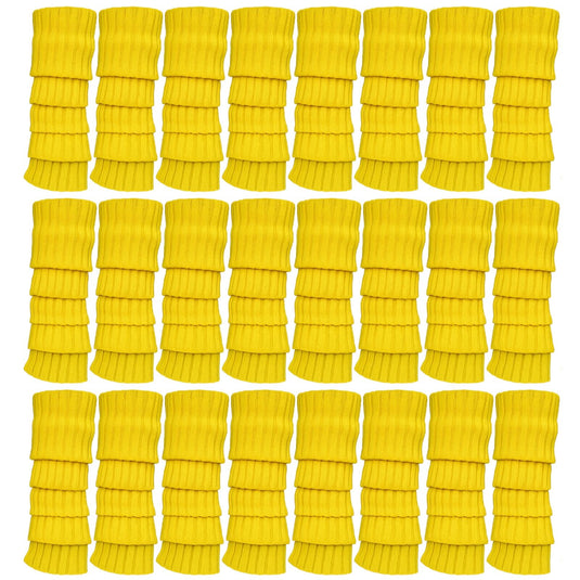 24x Womens Leg Warmers Disco Winter Knit Dance Party Crochet Legging Socks Costume - Yellow-3