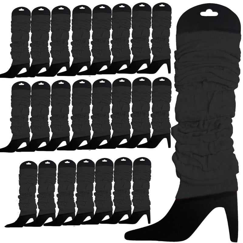 Load image into Gallery viewer, 24 LEG WARMERS Knitted Womens Neon Party Knit Ankle Fluro Dance Costume 80s BULK - Black-0

