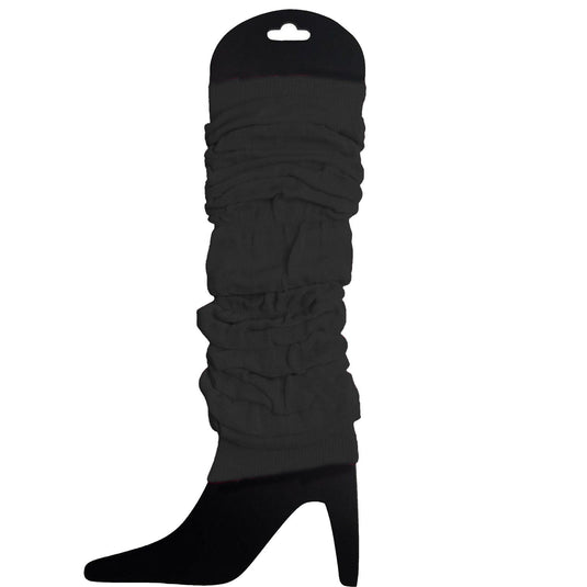 24 LEG WARMERS Knitted Womens Neon Party Knit Ankle Fluro Dance Costume 80s BULK - Black-3