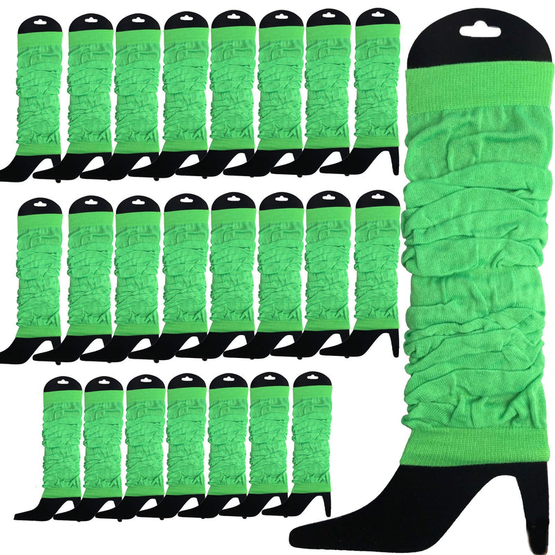 Load image into Gallery viewer, 24 LEG WARMERS Knitted Womens Neon Party Knit Ankle Fluro Dance Costume 80s BULK - Fluro Green-1

