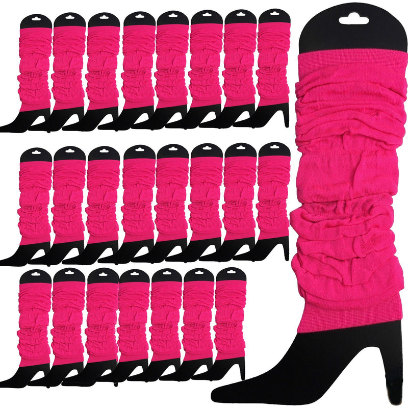 Load image into Gallery viewer, 24 LEG WARMERS Knitted Womens Neon Party Knit Ankle Fluro Dance Costume 80s BULK - Fluro Hot Pink-1
