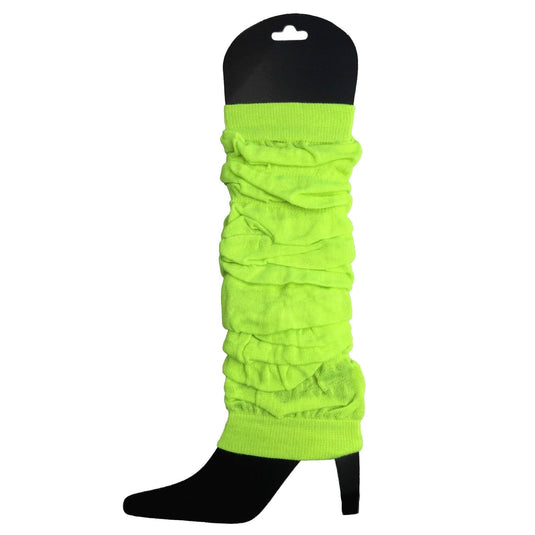 24 LEG WARMERS Knitted Womens Neon Party Knit Ankle Fluro Dance Costume 80s BULK - Fluro Yellow-2