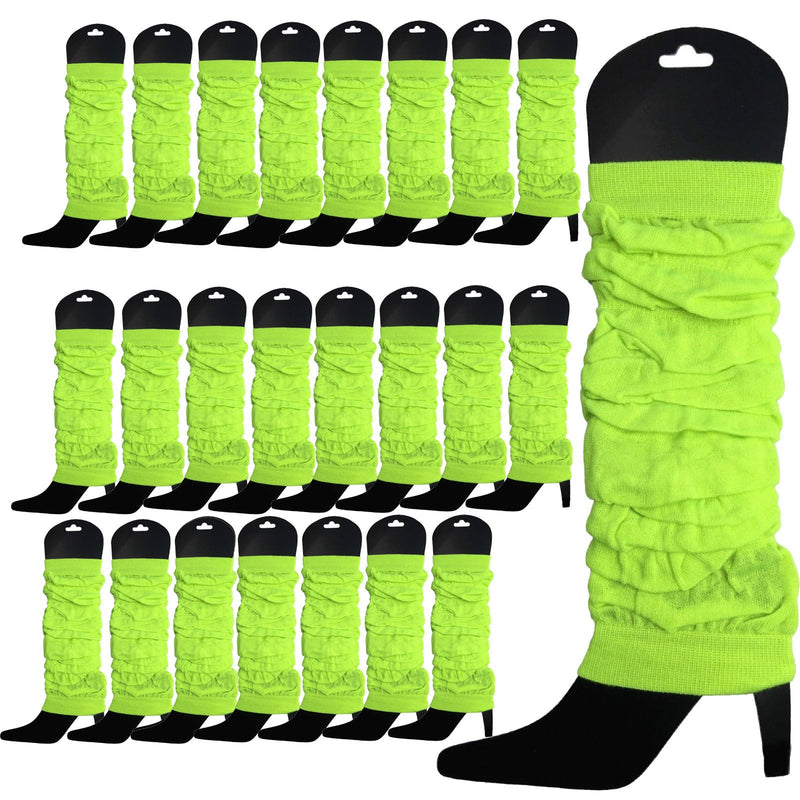 Load image into Gallery viewer, 24 LEG WARMERS Knitted Womens Neon Party Knit Ankle Fluro Dance Costume 80s BULK - Fluro Yellow-1

